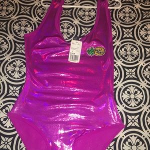 holographic pink forever 21 bodysuit